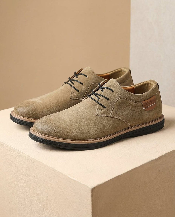 Erling - Scarpe Stringate in Pelle Scamosciata Con Cuciture a Contrasto