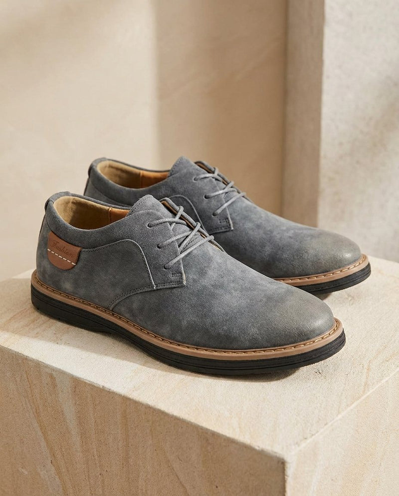 Erling - Scarpe Stringate in Pelle Scamosciata Con Cuciture a Contrasto