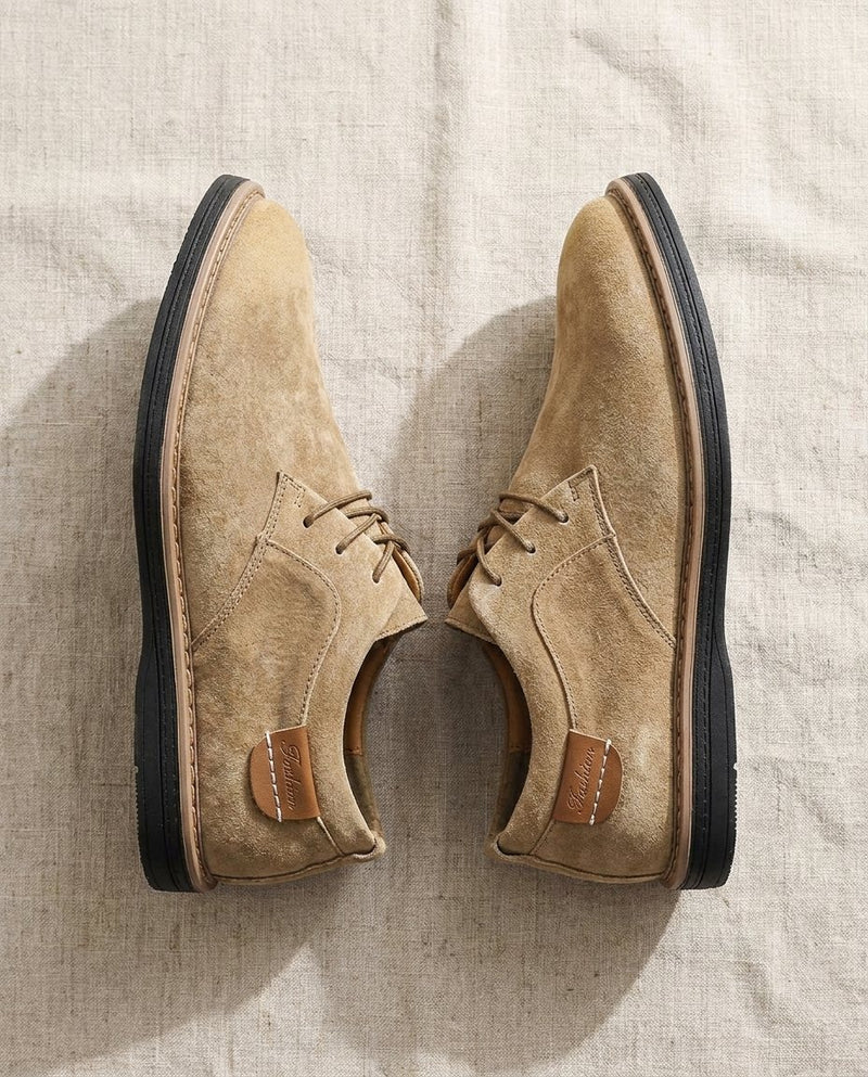 Erling - Scarpe Stringate in Pelle Scamosciata Con Cuciture a Contrasto