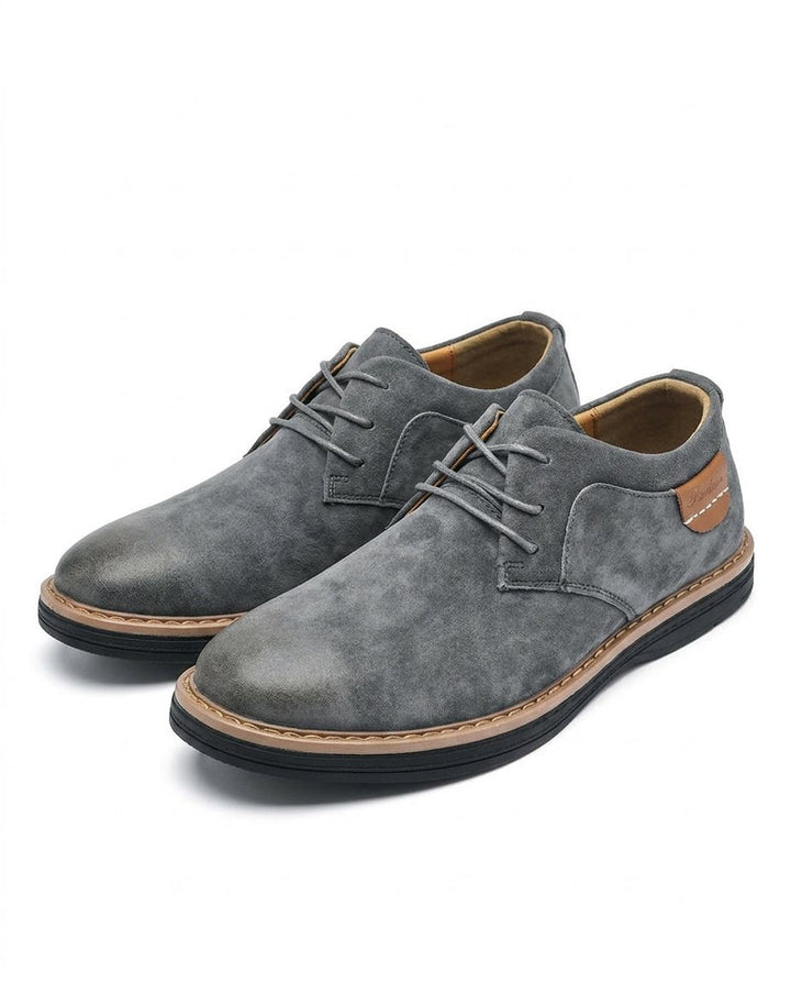Erling - Scarpe Stringate in Pelle Scamosciata Con Cuciture a Contrasto